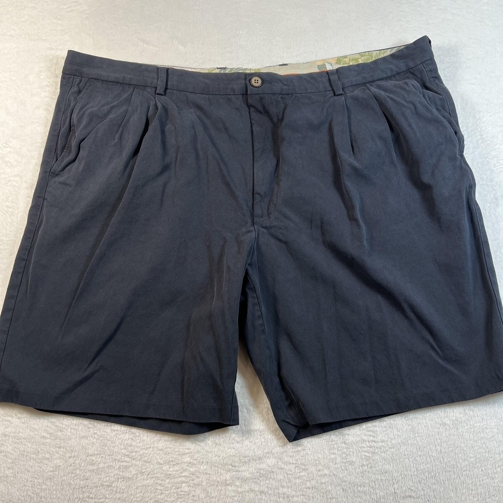 Tommy Bahama Shorts Mens 44 Blue Silk Cotton Relaxed Pleated 10 In Inseam Chino